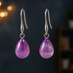 Purple glossy teardrop earrings – Glowingfusions | Glowing fusions | Glowing fusion | Glowingfusion stylish jewelry.